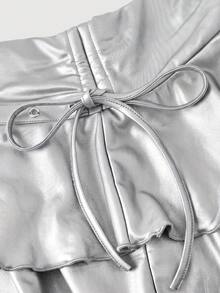 SHEIN MOD Plus Size Summer Fashion Ruffle Skirt Fall - Silver - View 4
