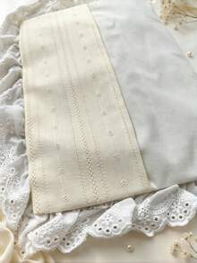 Cirelle 1pc Vintage Fabric Book Sleeve With Ruffle Eyelet Lace, Cream Book Cover For Paperback & Hardcover, Cottagecore Journal Protector, Soft Washable Book Pouch, Literary Gift For Book Lovers - multicolor - View 7