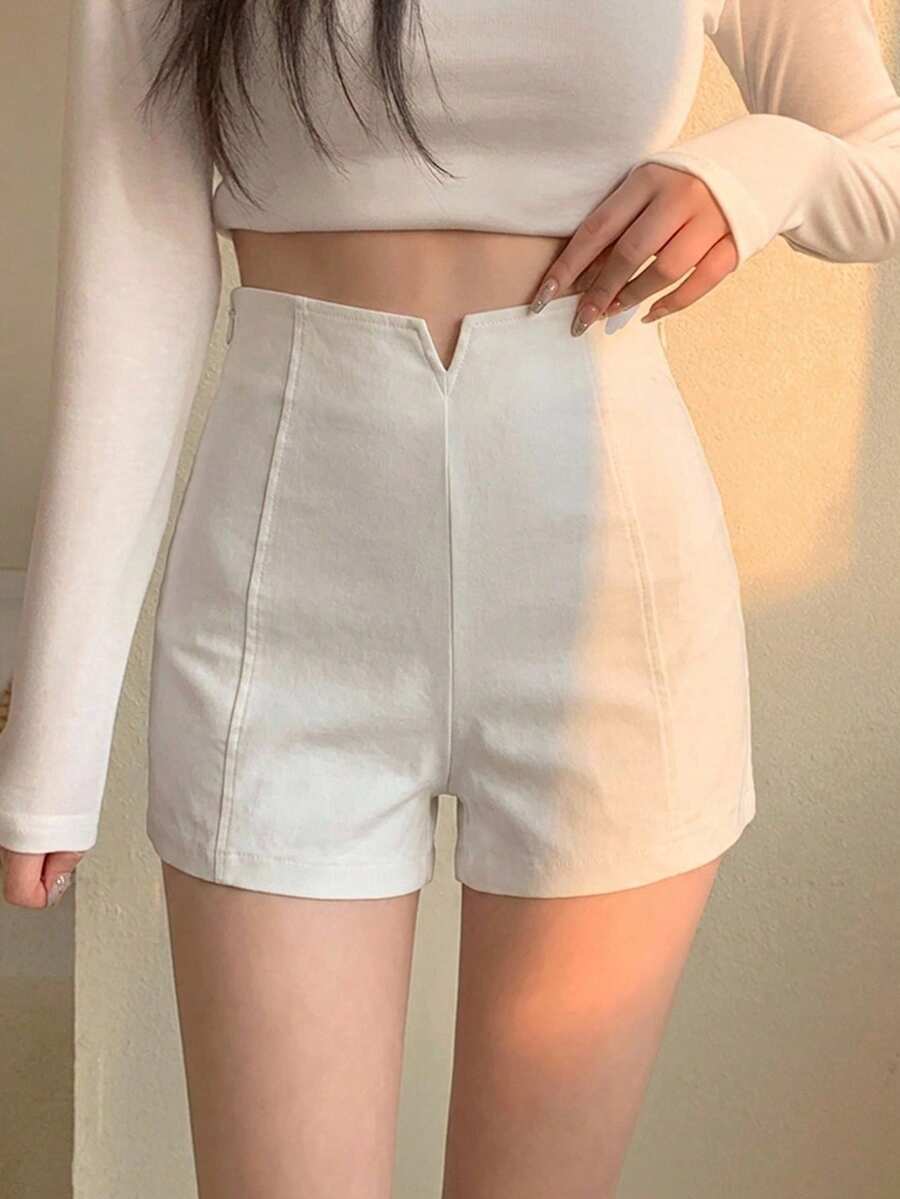 DAZY Women's Solid Color Casual Versatile Daily Shorts - White - View 1