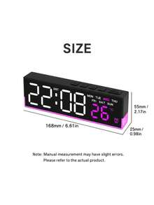 Teckwe LED Alarm Clock With Time And Day Display, Dual Alarm, Adjustable Brightness - Blue Backlight, Plastic Material, Powered, For Bedroom, Home, Kitchen, Office Desk (Adapter/Battery Not Included) - multicolor - View 7