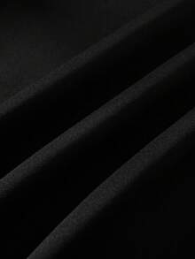 ROMWE MEN Goth 男士深色哥德風刺青圖案字母印花街頭風寬鬆毛領連帽衛衣 - 黑色 - 查看 4