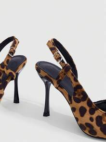 CUCCOO SZL Women's Spring And Summer Leopard Print Pointed High Heels Women's Rear Strap Stiletto Shoes - leopard print - View 9