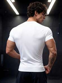 Acti Log 男士時尚牛角圖案印花圓領修身運動T恤 - 彩色 - 查看 5