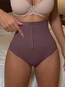 Rovax 1pc Seamless High Waisted Tummy Control Butt Lifting Shapewear Panty With Front Crotch Snap Closure - Lilac Purple - View 6