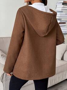 SHEIN Maternity Casual Thermal Lined Hooded 3-In-1 Jacket,Brown 3-In-1 Fleece-Lined Maternity Jacket For Autumn/Winter-Suitable For Various St - Brown - View 6