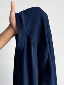 SHEIN Essnce Camisa casual versátil de talla grande con cinturón de unicolor para otoño - Azul Marino - Ver 8