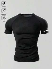 Acti Log Men's Plus Size Minimalist Striped Crew Neck Short Sleeve Sports T-Shirt - Black - View 6