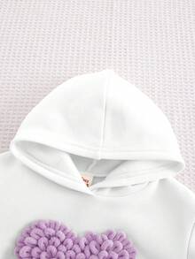 Cozy Pixies 女嬰 3D 愛心連帽長袖套頭衛衣與彈性腰頭內搭褲 2 件套 - 淡紫色 - 查看 5