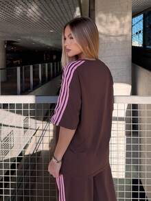 BiaLiraa Women's Summer New Vintage Brown Woven Strap Patchwork Casual Loose 2 Pieces Set Elegant - Brown - View 2