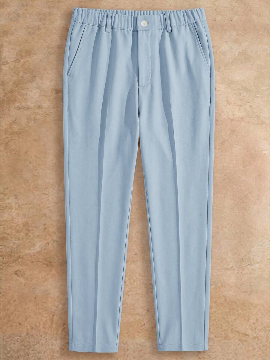 EASEVO Men's Plus Size Solid Color Straight Leg Casual Dress Pants With Pockets - Baby Blue - View 1