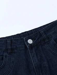 SHEIN MOD Plus Size Women's Loose Wide Leg Casual Denim Jeans With Pockets - Dark Wash - View 7