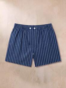 EverLounge Men's Old Money Style Minimalist Fashion Navy Blue Striped Print Allover Pants - Navy Blue - View 1