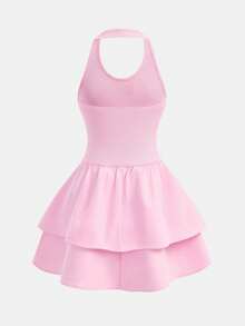 Firerie Kids Firerie Kids 少女休闲粉色针织吊带瑜伽腰A字迷你连衣裙，适合情人节、派对、郊游、返校、毕业典礼等场合。 - 粉色 - 查看 2