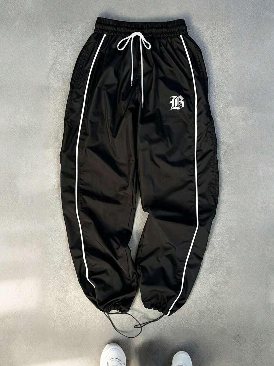 Sport MetroGents Men's Contrast Trim Sports Long Pants - Black - View 1