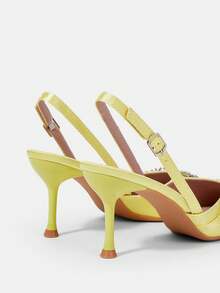 CUCCOO HITCHD Spring And Summer New Rhinestone Decoration Pointed Toe Thin Heel High Heel Elegant Gorgeous Style Wedding Bride Wedding Shoes Dating Dinner Party - Gold - View 5