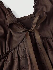 ROMWE Kawaii Doll Style Brown Multi-Layer Ruffle A-Line Women's Tank Top - Brown - View 13