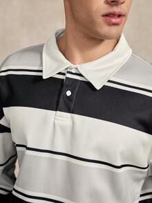 Courvante Long Sleeve Tennis Men's Button Collar Pullover Sweatshirt, Fall - Multi - View 6
