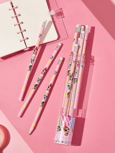 THE POWERPUFF GIRLS X SHEIN Crayons (12 Crayons + Boîte transparente)