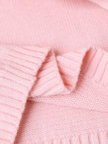 SHEIN Fashionable Versatile Cute Bow Pullover Round Neck Sweater For Girls - Pink - View 7