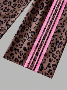 SHEIN 2pcs/Set Teen Girls Short Sleeve & Long Pants Set, Bow Ribbon Pink, Suitable For Spring/Summer, Sports & Commute - Brown - View 6