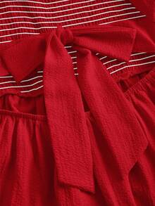 SHEIN Tween Girls' Commuting Fashion Cute Loose Elegant Dress - Red - View 3