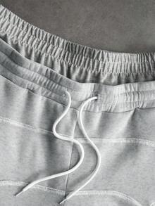 Manfinity Roghcode Men's Letter Embroidery Pattern Hoodie And Sweatpants Casual Daily Outfit - Grey - View 5