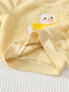 Cozy Pixies Baby Girls Pullover Sweatshirt Co-Ords Round Neck Pullover Fleece Lined Long Sleeve Yellow Applique Swan Pattern Yellow Bow Soft Knit Pullover Sweatshirt Elastic Waist Striped Yellow Long Pants Baby Girl 2-Piece Set Cute & Comfortable - Yellow - View 4