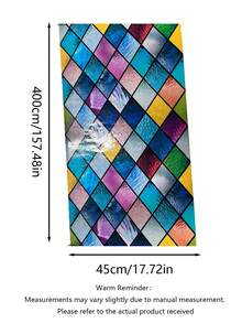 1 Roll Retro Diamond Window Decorative Privacy Film, Rainbow Grid Pattern, Non-Adhesive UV Blocking Static Cling Window Film, Suitable For Home Decor - multicolor - View 18