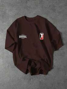 Gym Rark Men's Basketball Print Short Sleeve Sports T-Shirt - Chocolate Brown - View 1
