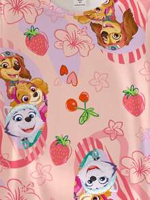 SHEIN | PAW Patrol Young Girl Summer Cute Cartoon Dog Print Short Sleeve Dress - White - View 4