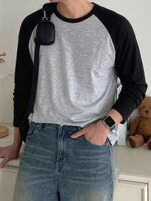 DAZY Men's Colorblock Raglan Sleeve T-Shirt - Black - View 6