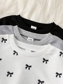 SHEIN Vintaside Kids 女嬰秋冬新款花卉印花羅紋圓領衛衣與羅紋內搭褲舒適時尚簡約套裝 - 彩色 - 查看 9