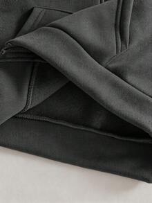SHEIN Sparklyn 秋冬季少女連帽拉鍊外套－街頭風混搭，保暖針織面料，適合秋冬，微寬鬆版型適應成長，完美適配校園與街頭穿搭，瞬間變身活力少女！ - 灰色 - 查看 5
