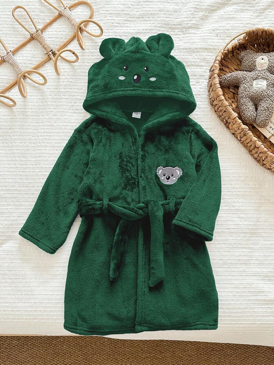LMoss Kids 兒童小男孩針織素色刺繡連帽休閒秋冬開襟衫居家服 - 綠色 - 查看 1