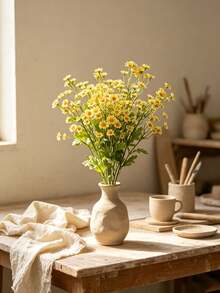 Cirelle 1pc/3pcs Artificial Yellow Daisy Flower Stem, Fake Wildflower Spray, Faux Silk Chamomile Branch For Vase Fillers, Wedding Arrangements & Home Table Floral Decor - Multicolor - View 7