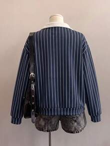 Attitoon 女款休閒復古半拉鍊寬鬆衛衣，學院風，秋冬服飾 - 彩色 - 查看 2