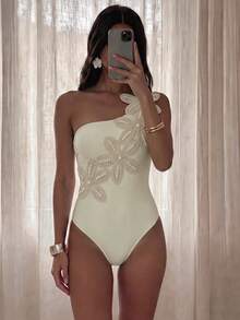 Bonvoyette Spring/Summer Girls Fashion Hot-Selling Vacation Influencer One-Piece Sexy Beach Swimsuit With Random Starfish Placement - Apricot - View 3