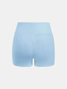 SHEIN Girlism Tween女孩日常休閒春夏針織素色高腰運動瑜伽短褲 4件/套 - 彩色 - 查看 9