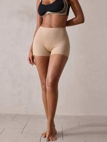 Veilyse 1pc Nude High Waist Seamless Ice Silk Anti-Exposure Women's Safety Pants, Breathable, Non-Rolling, Soft And Comfortable Women's Underwear - Apricot - View 7