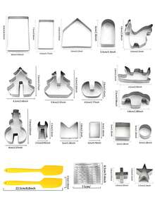 Haus Hana 21pcs Christmas Cartoon Biscuit Mold Press Baking Cake Tool Mousse Circle Biscuit Mold Shape Halloween - Silver - View 6