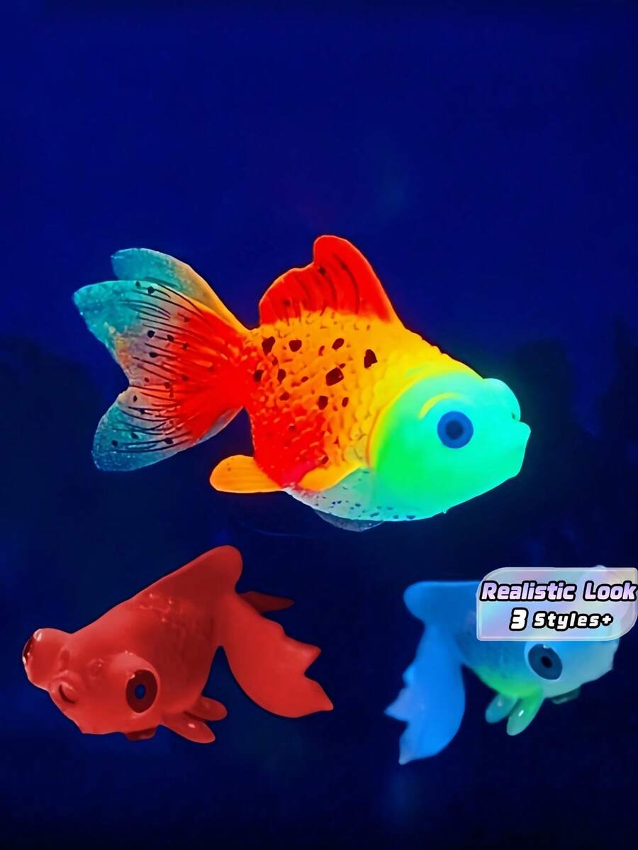 1PC Realistic Artificial Goldfish, Lifelike Dynamic Floating Aquarium Ornament, Colorful Moving Fake Fish Decoration For Fish Tank Home Decor - various - View 1