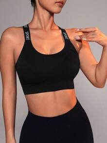 SHEIN 2件組女款無縫字母印花休閒日常運動內衣 - 彩色 - 查看 5