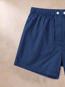EverLounge Men's Old Money Style Minimalist Fashion Navy Blue Polka Dot Print Allover Pants - Navy Blue - View 4