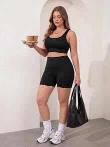 Velisys Velisys 2 Pieces Plus Size Women's Everyday Fitness Multi-Functional Sports Shorts Cycling Shorts - Multicolor - View 3