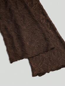 Sweetra Minimalist Sexy Sweet Asymmetrical Shoulder Lace Embroidered Early Autumn Long Sleeve Ruffle Date First Love Girl Ruched Short Dress Plus Size Women - Coffee Brown - View 8