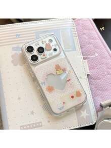 ShellaStory غطاء هاتف شفاف بتصميم أرنب وخبز وقلب وردي من الإيبوكسي وتفاحة، متوافق مع iPhone 17 PM وiPhone 16 Pro وiPhone 15، تغطية كاملة بحافة ناعمة وهيكل صلب، كرتوني لطيف للبنات، إبداعي هندسي، ستايل كارديجان منعش، نيش، ستايل إنستقرام - شفاف - مشاهدة 6