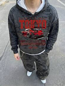 青少年男孩休閒極簡寬鬆舒適長袖連帽衛衣，適合秋冬穿著 - 彩色 - 查看 3