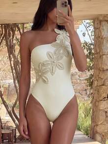Bonvoyette Spring/Summer Girls Fashion Hot-Selling Vacation Influencer One-Piece Sexy Beach Swimsuit With Random Starfish Placement - Apricot - View 1