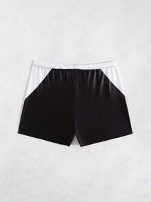 ZELFYO Men's Drawstring Waist Color Block Casual Shorts, Suitable For Summer Vacation - Black - View 2