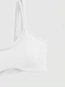 SHEIN Cheerettes Bra Olahraga Wanita Polos Kasual Serbaguna untuk Penggunaan Sehari-hari - Putih - View 5
